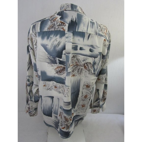 Memo's vintage 90s Men shirt CLUB/DISCO long sleeve pit to pit 24 abstract poly - Picture 5 of 8